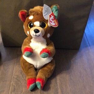 Ty beanie baby Juno Brown and Cream Stuffed animal with Red Accents